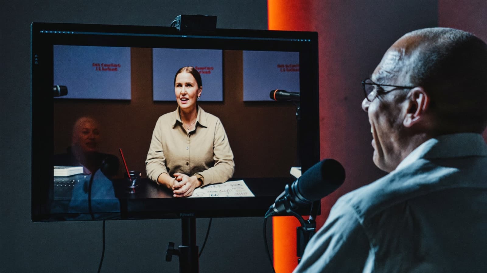 A host talking with a remote guest on a monitor
